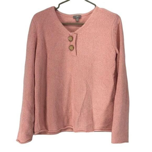 J. Jill Coral Pullover soft XS pink button sweater - Picture 1 of 6